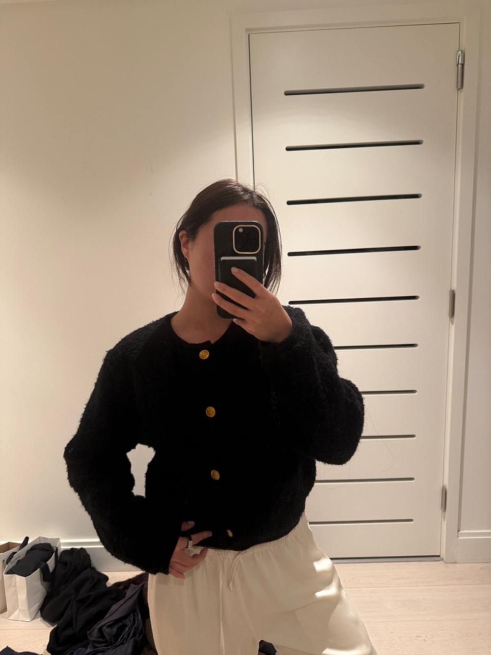 Source unknown knit boucle cardigan black